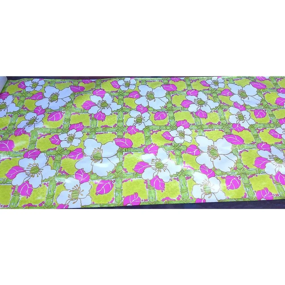 Vtg 70s Neon Floral Wallpaper MCM Mod Botanical Flower Power 3 Yards